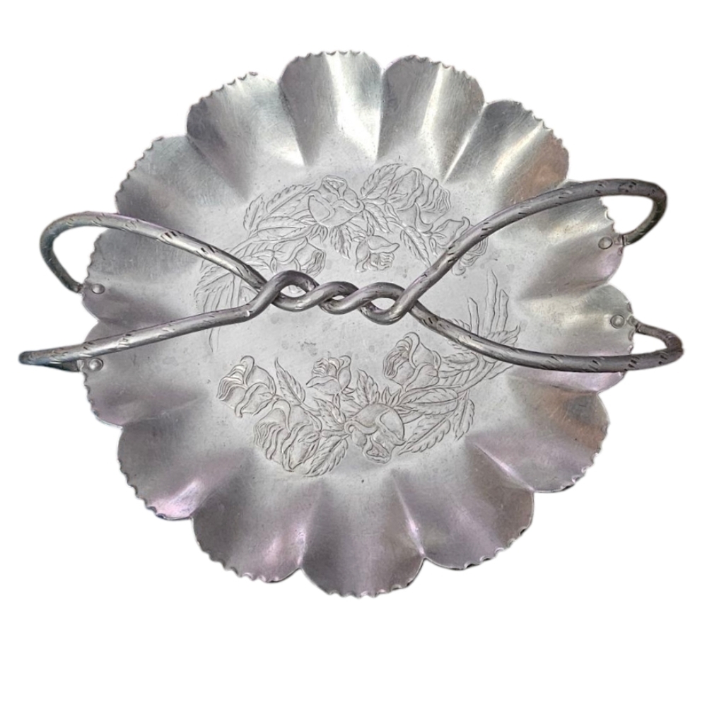 Farber and Shlevin - Vintage 1950's Hand Wrought Cast Aluminum Roses Basket​